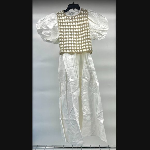En Saison by Lala White Dress With Tan and White Crocheted Removable Top Size S - Picture 1 of 7